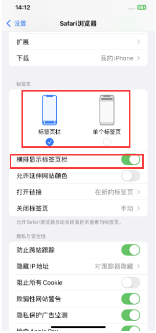 舟山苹果手机维修分享Safari浏览器如何切换标签栏位置 